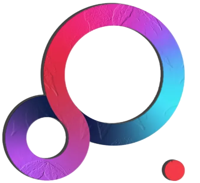 A black background with a red and blue circle